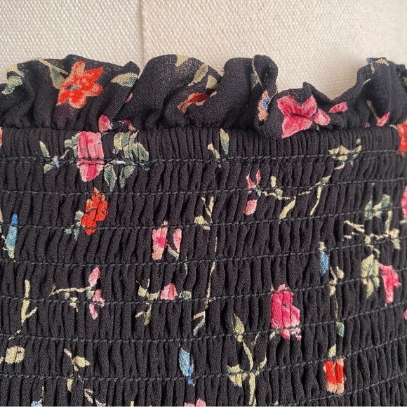 GANNI Black Elm Floral Print Ruffle High Waist Flowy Skirt Size 36 (US 4) - Picture 5 of 10